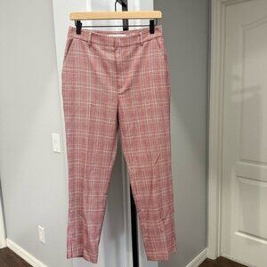 Rebecca Minkoff plaid Louisa ankle pants trousers high waisted straight leg Red